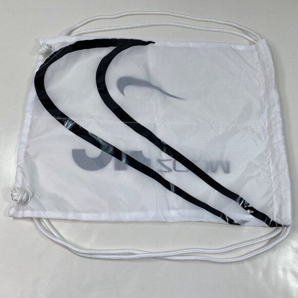 Nike Zoom White Drawstring Backpack For Shoes Lightweight Gym Bag With Black Swo - Picture 2 of 6